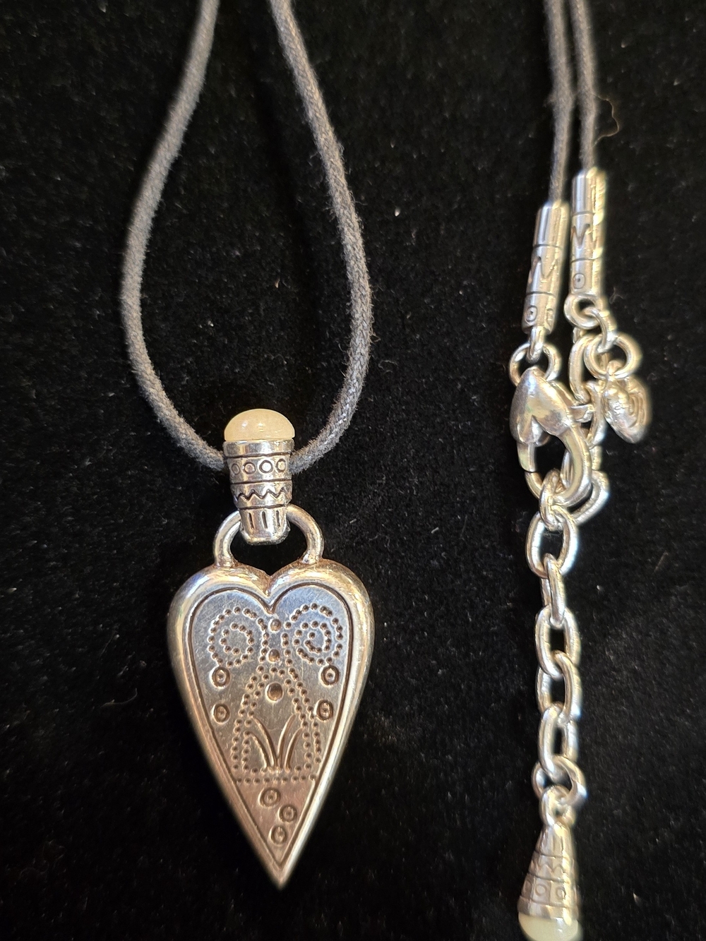 Brighton Ivory Coast Heart Pendant Necklace with Black Cord